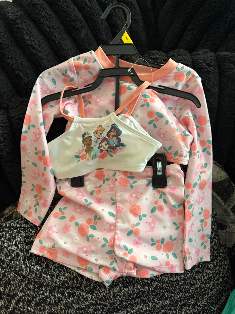 Disney Pink Floral Princess Rash Guard Two-Piece Swim Set
